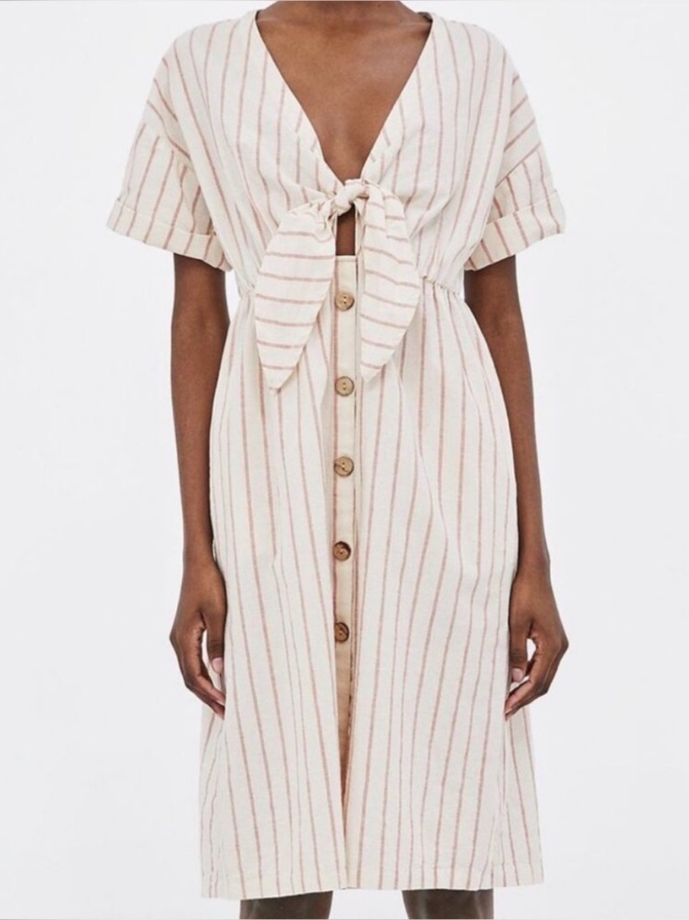 Zara linen blend striped dress sz XS
